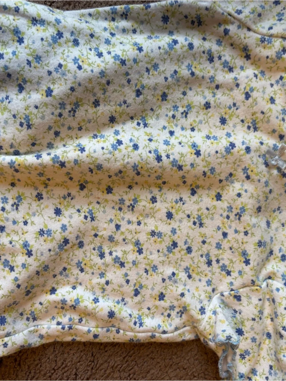 90s Baby Cream Floral Onesie with Blue Denim Pants